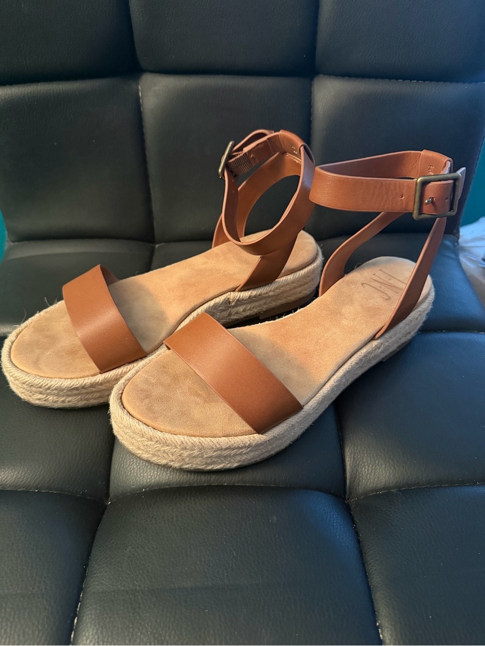 INC International Concepts Tan Platform Espadrille Ankle-Strap Sandals